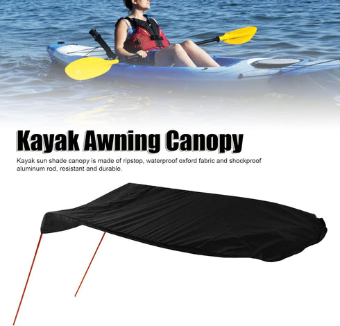 Kayak Sun Shade Canopy, Waterproof Foldable Oxford Fabric Sunshade Awning for Boat and Canoe