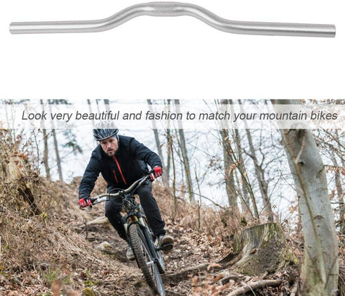 Mountain Bike Handlebar, Lightweight Aluminum Mountain Road Fixed Gear Handlebar 25.4mm (Silver)