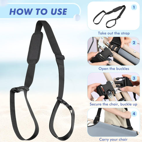 5 Pack Sanwuta Beach Chair Carrying Strap, Adjustable Shoulder Strap for Portable Chair Carrier for Camping Picnics