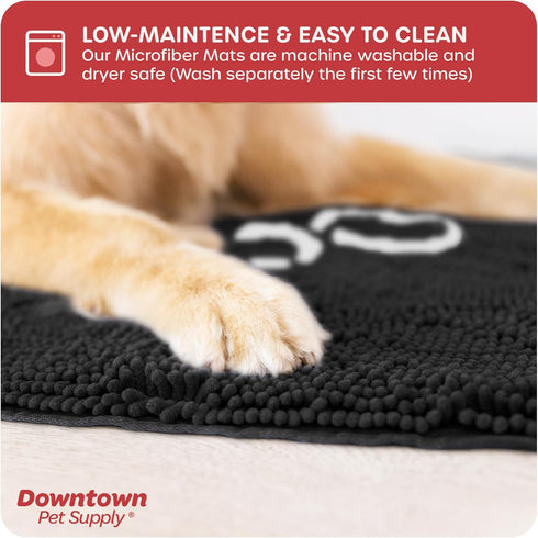 My Doggy Place Microfiber Dog Mat for Muddy Paws, 36" x 26" Charcoal with Paw Print, Non-Slip Rubber Backed
