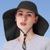 Women's Sun Hat UV Protection, Foldable Waterproof Wide Brim Bucket Hat with Neck Flap