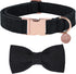 DOGWONG Hemp Cotton Dog Collar with Bow, Durable Adjustable Pet Collar for Small Medium Large Dogs (Black)