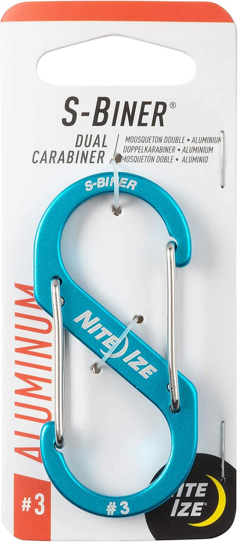 Nite Ize Size-3 S-Biner Dual Carabiner, Aluminum, Blue Color