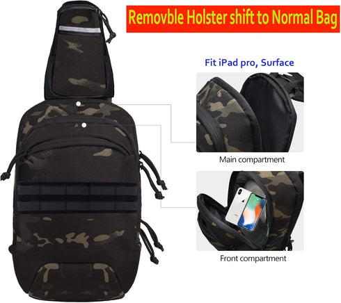 Tactical Sling Chest Bag EDC Shoulder Pack, Universal Dual Holster CCW Compact Bags