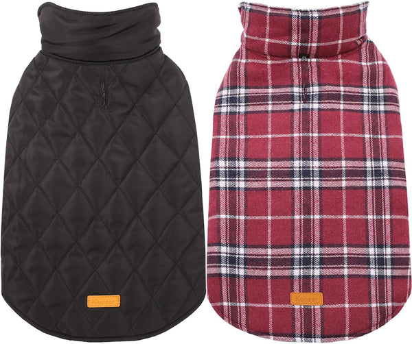 Kuoser Waterproof Dog Coat, Reversible Jacket for Medium Dogs, Adjustable Winter Coat, Warm Cold Weather Apparel, Red M