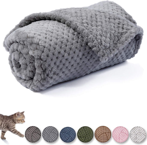 Warm Soft Fuzzy Dog or Cat Blanket, Plush Fleece Throws for Bed, Couch, Sofa, Travel (M/32" x 40", Grey)