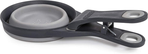 Dexas Pets Collapsible KlipScoop - 1 Cup Capacity Dry Dog Food Scoop and Bag Clip, Light Gray (PW660432429)