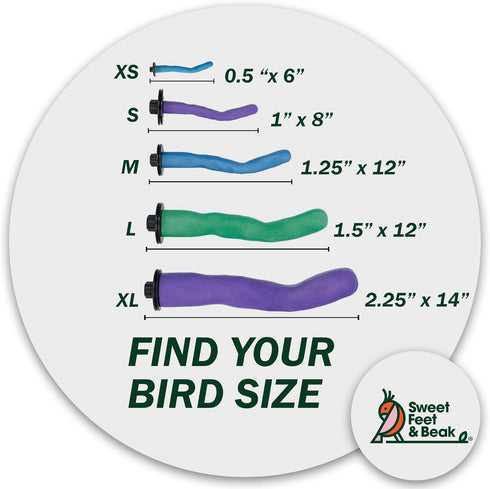 Sweet Feet & Beak Safety Pumice Bird Perch - X-Small 1/2" x 6", Blue, Lightweight Grinding Perch