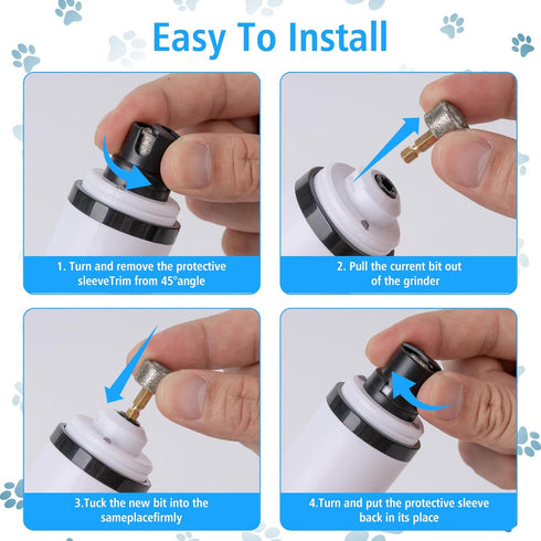 PetProX 2 3 Pet Nail Grinder for Dogs and Cats - Super Quiet and Low Vibration Electric Dog Nail Grinder with LED