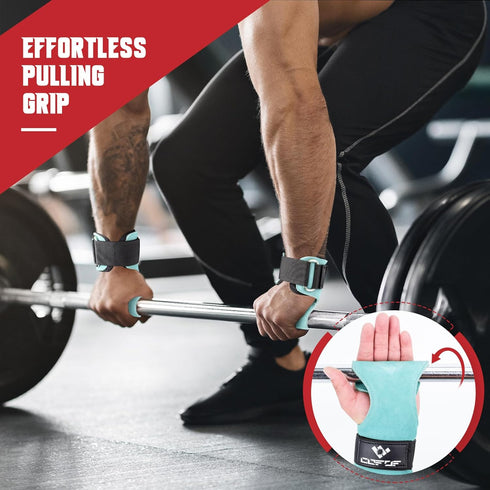 COFOF Weight Lifting Wrist Strap, Double Layer Leather Wrist Strap for Deadlift and Powerlifting, Adjustable Neoprene