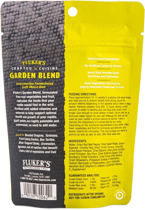 Fluker's Crafted Cuisine Diet - Garden Blend Reptile Food, Herbivorous and Omnivorous, 6.75 oz