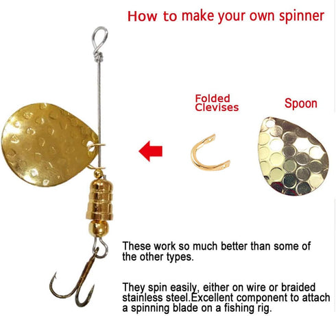 SUPERFINDINGS 300pcs Fishing Spinner Clevis, U-Shaped Brass Links for Lure Making Fishing Accessories