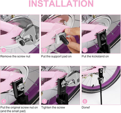 SEISSO Bike Kickstand for 14" Wheel Kids Bicycle - Rear Mount Kick Stand for 12-18 Inch Wheel Bikes