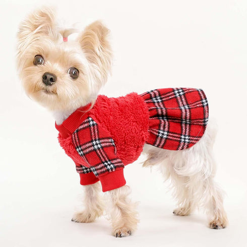 Dog Dresses for Small Dogs - Holiday Sweater Outfit for Teacup Chihuahua, XXS, Red