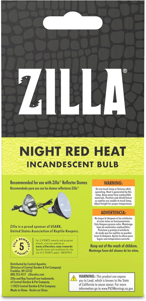 Zilla Incandescent Bulb, Night Red, Ideal for Reptile Species Nocturnal