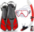 Seavenger Aviatar Diving Dry Top Snorkel Set with Adjustable Open-Heel Fins, Single-Lens