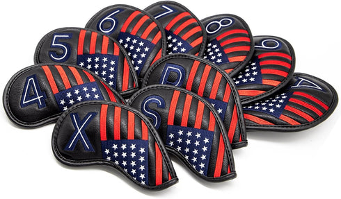 Golf Iron Head Covers Set, USA American Flag Iron Headcover Wedge Cover for PXG0311