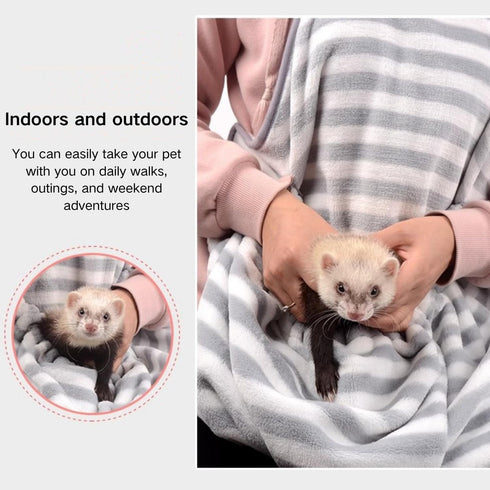 Ferret Sling Carrier Bag, Soft Breathable Fleece Small Pet Carrier, Hands-Free Shoulder Front Chest Apron for Small Pets