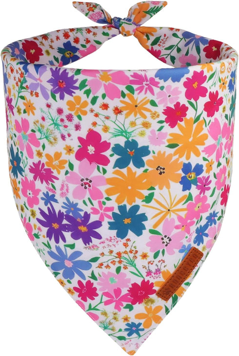 ADOGGYGO Floral Dog Bandana, Colorful Floral Puppy Scarf Bib, Premium Fabric, Spring