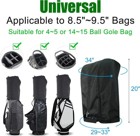 Golf Bag Rain Cover Hood - Universal 1680D Nylon Waterproof Material, Dustproof Club Protector