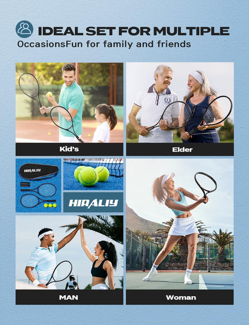 HIRALIY Adult Recreational Tennis Rackets, 27 Inch Super Lightweight for Student Training, Includes 3 Tennis Balls