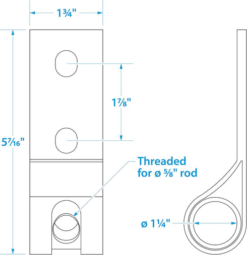 Seachoice 304 Stainless Steel Lifting Adapter Plate, Accepts 5/8 in. Diameter Threaded Rod