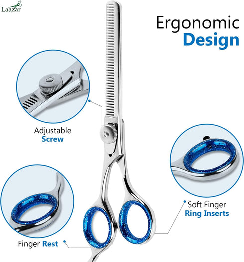 6.5 42 Laazar Pro Shears Thinning Pet Grooming Shear - Teeth Scissors for dogs cats and pets