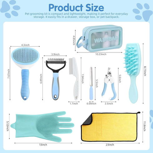 Generic 8PCS Pets(8, Aglads Cat Rabbit Bunny Dog Grooming Kit,Self-Cleaning Brush,Nail Clipper,Grooming Glove,Massage