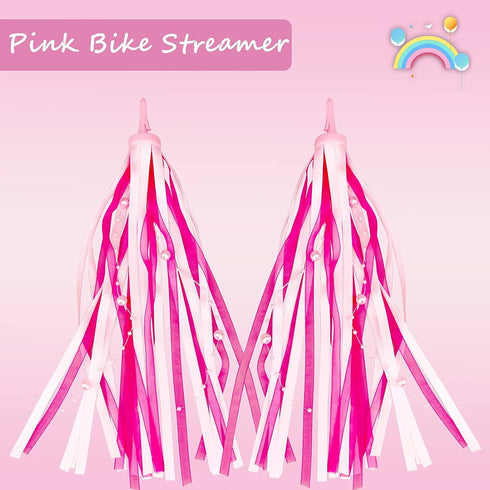 kortes Kids Bike Bell and 2 Pack Kids Bike Streamers for Children's Bike Accessories (Pink, Red, Blue)
