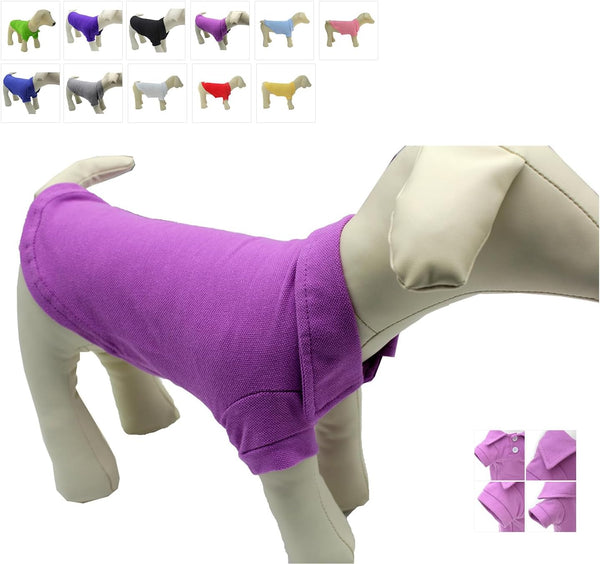 lovelonglong Basic Dog Polo Shirts, Premium Cotton Polo T-Shirts for Large Medium Small Dogs, Two-Button Collar, Violet