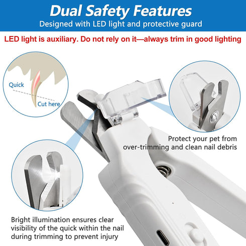 Deisunpet 2-in-1 Trimmers Led Cat Dog Nail Clipper & Nail Grinder with Lights,Rechargeable Pet Nail with Nail