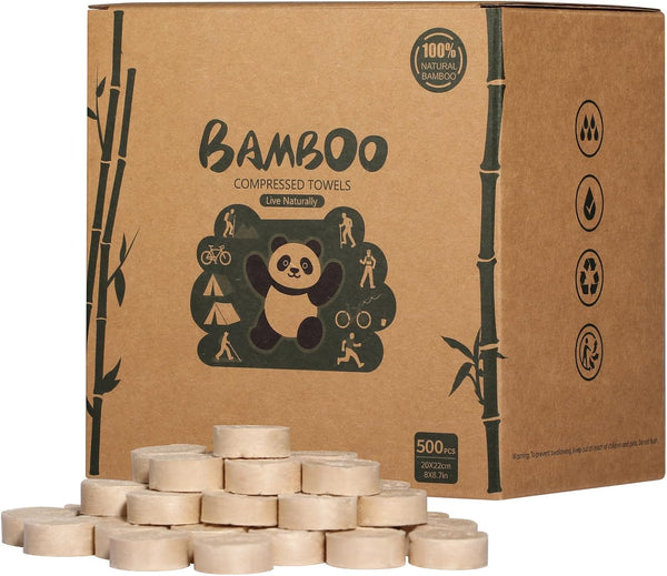 LEKOCH Bamboo Compressed Towel Tablets - Biodegradable & Eco-Friendly Mini Washcloths, Bulk