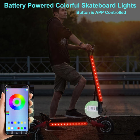 Martronic 2-Pack 47 Bike Lights for Night Riding, Flashing Modes Colorful Smart Scooter Lights with Battery Box, Fun