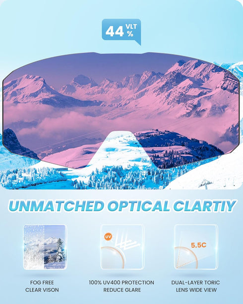 OutdoorMaster Falcon Kids Ski Goggles with Magnetic Interchangeable Lens, Anti Fog UV Protection