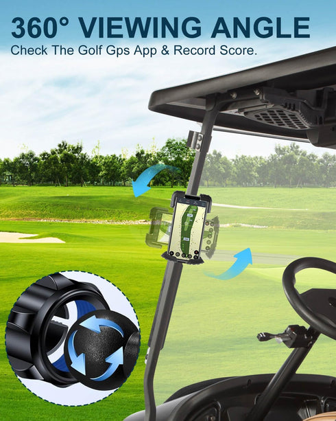 Magnetic Golf Cart Phone Holder Mount with Vibration Dampener & Ultra-Strength Neodymium N52 Magnets for EZGO/Club
