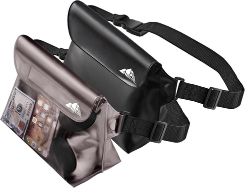 HEETA 2-Pack Waterproof Pouch with Waist Strap, Touchable Dry Bag with Adjustable Belt for Phone Valuables for Swimming