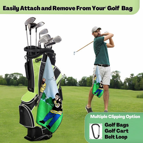 Funny Golf Towel, Printed Towels for Golf Bags with Clip, Birthday Gifts for Golf Fan - Just Tap It In
