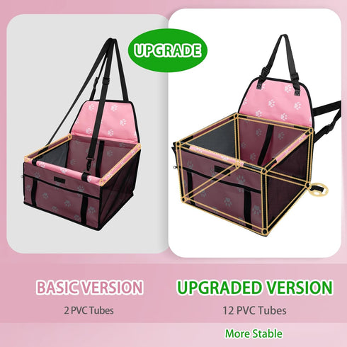 PetsHome Dog Car Seat Foldable Dog Car Booster Seat Waterproof Breathable Oxford Travel Bag for Small to Medium Dogs