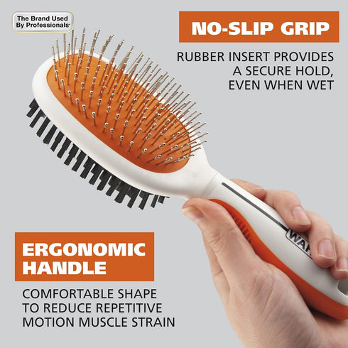 Wahl Premium Pet Double Sided Pin Bristle Brush - Patented Stacked Pin Design for Dogs, Model 858501