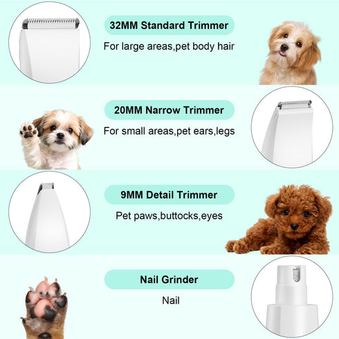 5 1, Trimmer TBTeek Dog Clippers with LED Light, Cordless Dog Grooming Kit in Rechargeable Quiet Pet Clippers Paw Nail