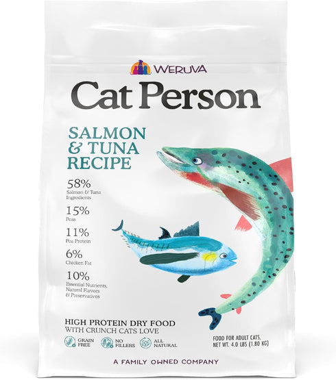 Cat Person, Salmon and Tuna Dry Cat Food, 4lb Bag