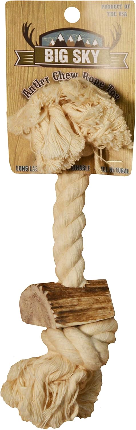 Scott Pet Ab02W Rope Toy with Antler, 1 Piece, Medium/3/4" X 12", White