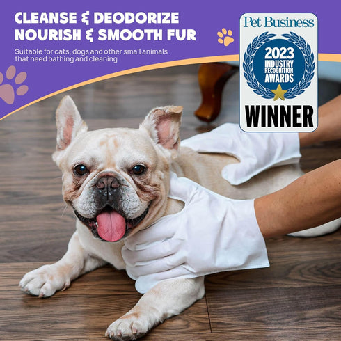 HICC PET Cleaning & Deodorizing Bathing Wipes for Dogs and Cats, Nourish Fur Coconut Oil Grooming Wipes