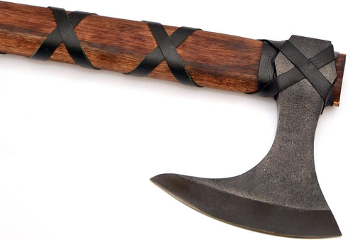 Viking Axe Real Handmade Carbon Steel Ragnar Lothbrok Hunting Axe with Leather Sheath