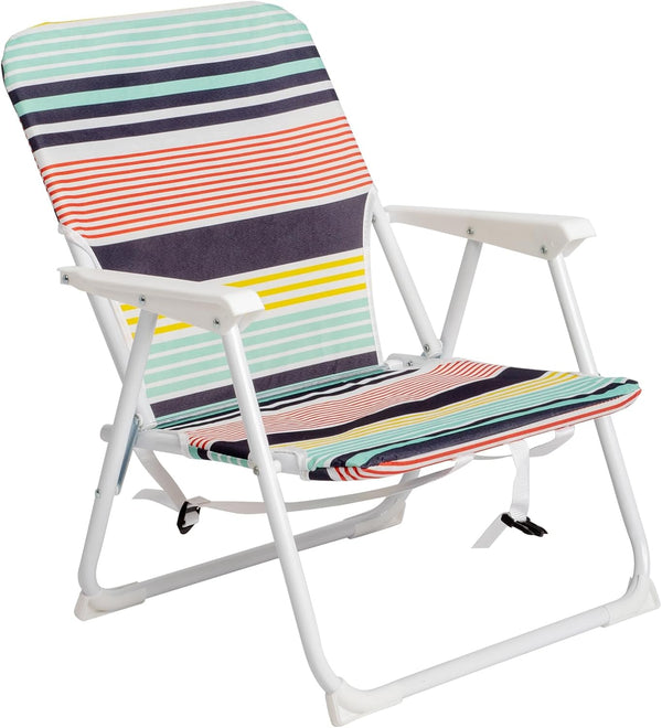 Generic Folding Beach Chair, Portable Camping Chair, Lightweight Backpack Chair, Multi-Color Striped, 5