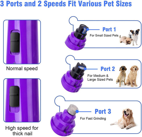 2-Speed Trimmer Casfuy Dog Nail Grinder with LED Light - Upgraded Electric Pet Nail Powerful Painless Paws Grooming