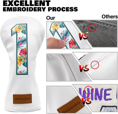 Golf Club Covers for Driver, Fairway Wood, Hybrid, Leather Mallet Putter Covers for Most Brands