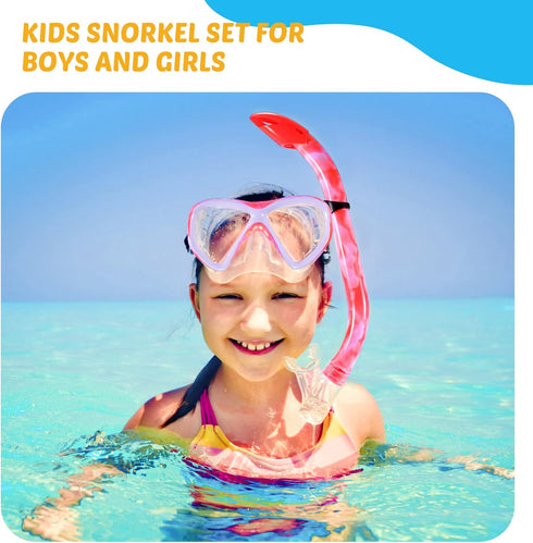 Kids Snorkel Set, Anti-Fog Diving Mask, Swimming Goggles, Dry Top Snorkel Equipment for Youth 5-10 Years