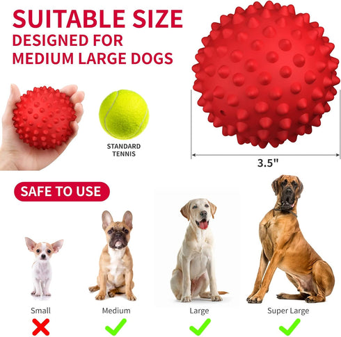 Apasiri Dog Balls Squeaky Toys for Large Dogs, Tough Spiky Floatable Rubber Pet Toys, Pack of 2