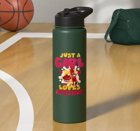 Ketchup Costume Just A Girl Who Loves Ketchup Stainless Steel Insulated Water Bottle